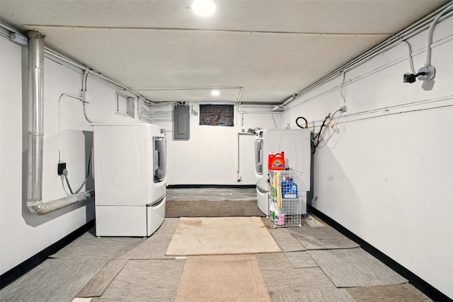 113 Chaffee Dr, Hiawatha, IA 52233 - finished below grade area featuring washing machine and dryer, electric panel, baseboards, and recessed lighting