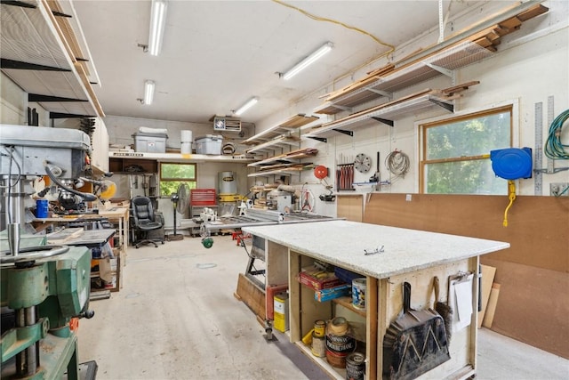 2545 F52 Trl, Parnell, IA 52325 - misc room featuring a workshop area, unfinished concrete flooring, and plenty of natural light