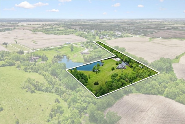 2545 F52 Trl, Parnell, IA 52325 - view of rural area with property parcel outlined and a large body of water