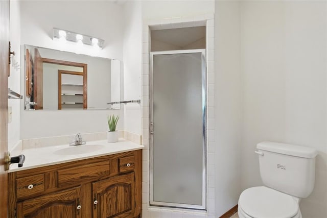 1004 W Welsh St, Williamsburg, IA 52361 - bathroom with vanity, toilet, and a shower stall