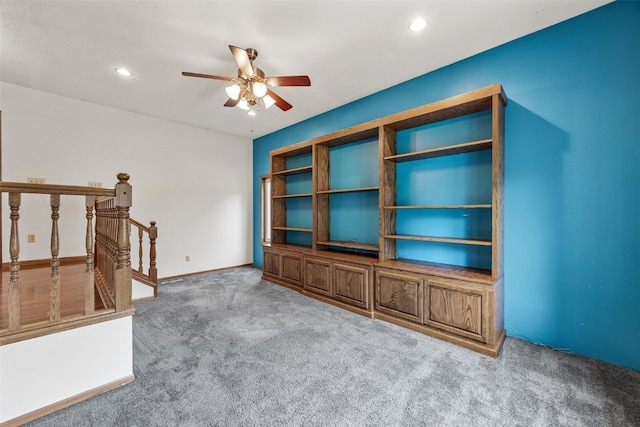 2536 N Ave NW, Cedar Rapids, IA 52405 - unfurnished living room with carpet floors, ceiling fan, recessed lighting, and baseboards