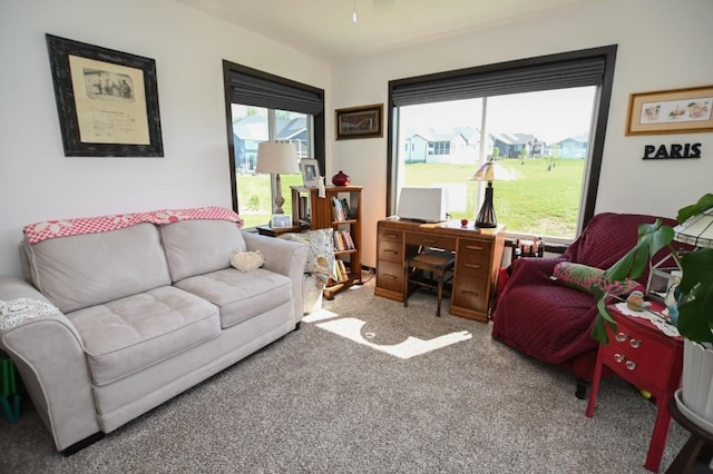 3902 Bluebird Dr SW, Cedar Rapids, IA 52404 - living room featuring carpet and an office area