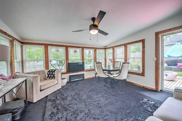 361 30th St SE, Cedar Rapids, IA 52403 - living room with lofted ceiling, plenty of natural light, and ceiling fan