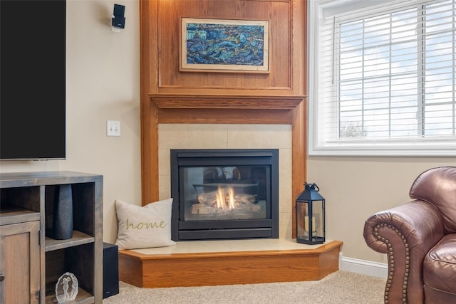 2545 Silver Oak Trl, Marion, IA 52302 - detailed view of carpet floors, a fireplace, and baseboards