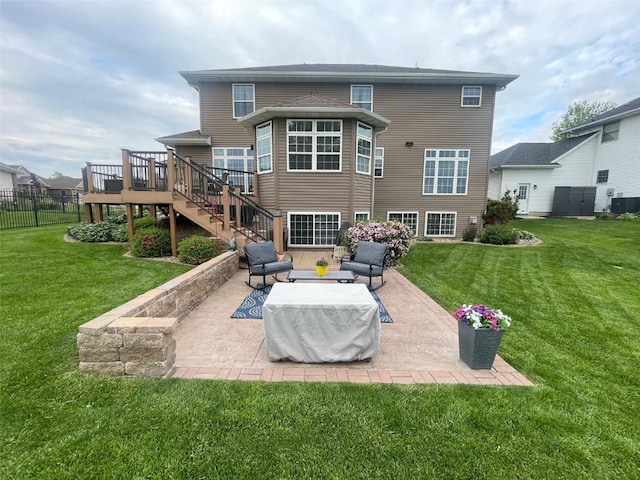 2545 Silver Oak Trl, Marion, IA 52302 - rear view of property featuring a patio area, a wooden deck, stairs, an outdoor hangout area, and central AC