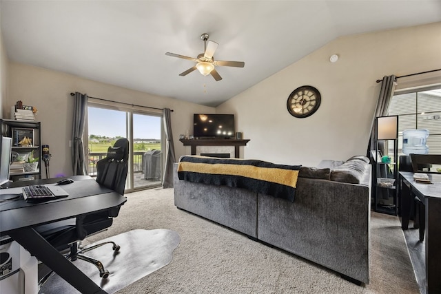 1330 Redbud Ave, Tiffin, IA 52340 - carpeted office featuring vaulted ceiling and a ceiling fan