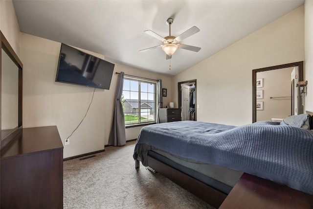 1330 Redbud Ave, Tiffin, IA 52340 - carpeted bedroom featuring vaulted ceiling, baseboards, and ceiling fan