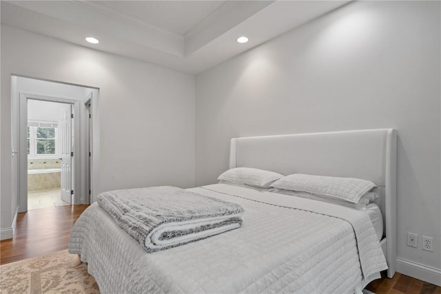 4000 Majestic Ct NE, Cedar Rapids, IA 52411 - bedroom featuring ornamental molding, wood finished floors, recessed lighting, and baseboards