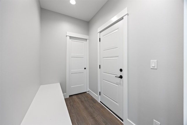 1504 Legend Dr, Tiffin, IA 52340 - hallway featuring dark wood-style floors, recessed lighting, and baseboards