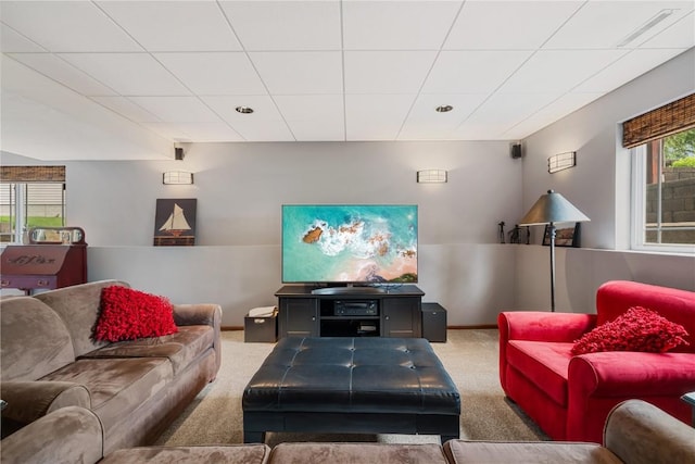 1617 Hunters Field Ln, Marion, IA 52302 - carpeted living room featuring a paneled ceiling