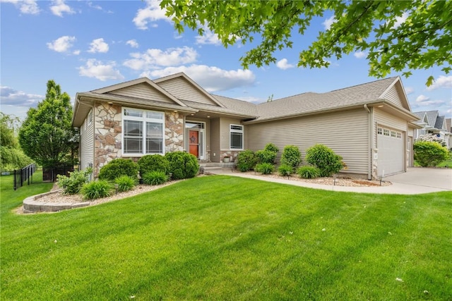 1617 Hunters Field Ln, Marion, IA 52302 - ranch-style house with an attached garage, driveway, and stone siding
