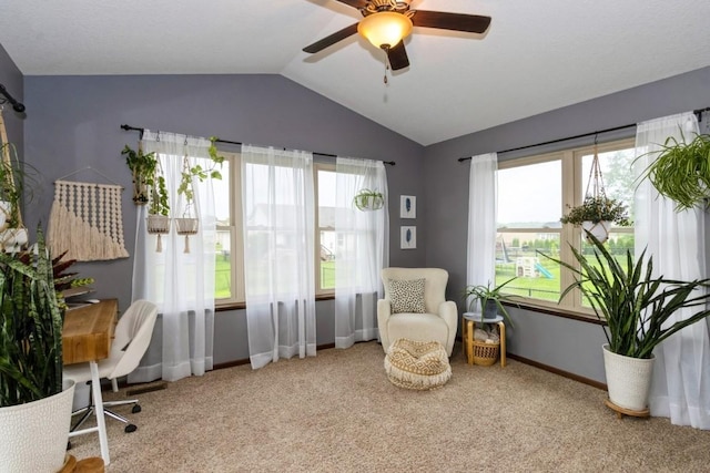 2806 Dawn Ave SW, Cedar Rapids, IA 52404 - carpeted office space with lofted ceiling, ceiling fan, and plenty of natural light