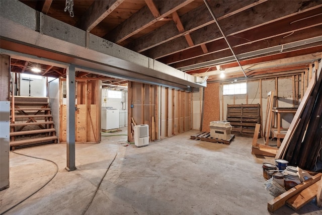 307 2nd Ave, Clarence, IA 52216 - basement with stairs and washer / dryer
