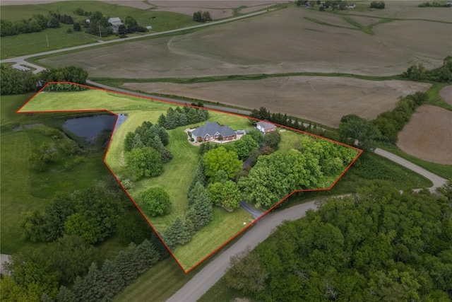 1355 Red Star Rd, Tipton, IA 52772 - aerial view of sparsely populated area with property boundaries highlighted