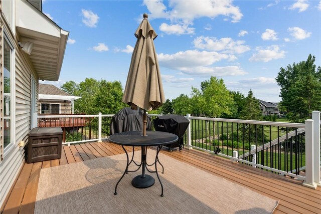 1485 Huntington Hills Dr, Marion, IA 52302 - wooden deck with grilling area
