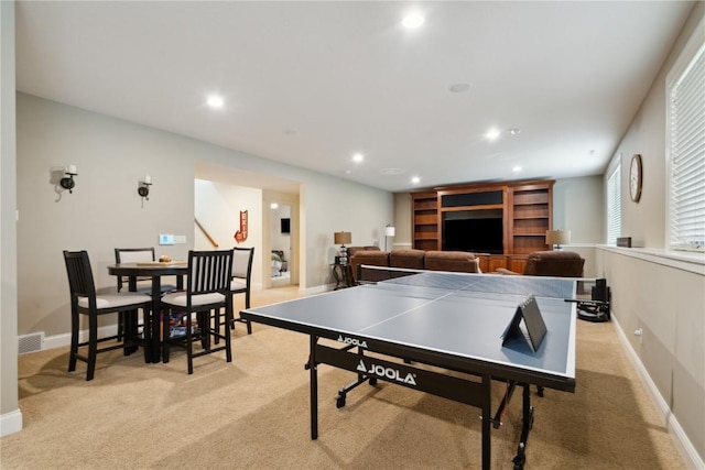 1485 Huntington Hills Dr, Marion, IA 52302 - rec room featuring recessed lighting, light carpet, and baseboards