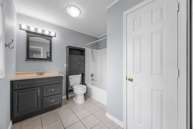 2220 D St SW, Cedar Rapids, IA 52404 - full bathroom featuring tub / shower combination, vanity, toilet, tile patterned floors, and baseboards