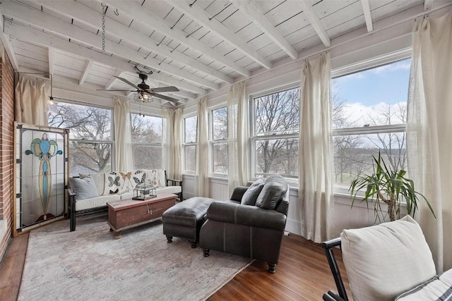 320 E St, Tipton, IA 52772 - sunroom with hardwood / wood-style flooring, wood ceiling, and plenty of natural light