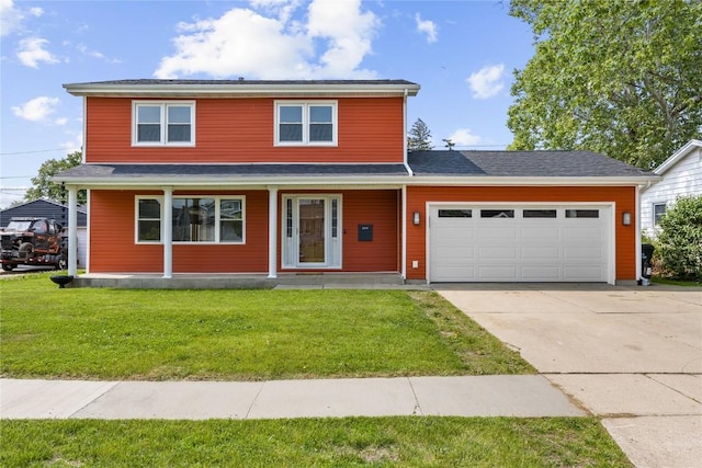 3013 Ravenwood Ter NW, Cedar Rapids, IA 52405 - view of front of home featuring a garage, concrete driveway, a front yard, and a porch