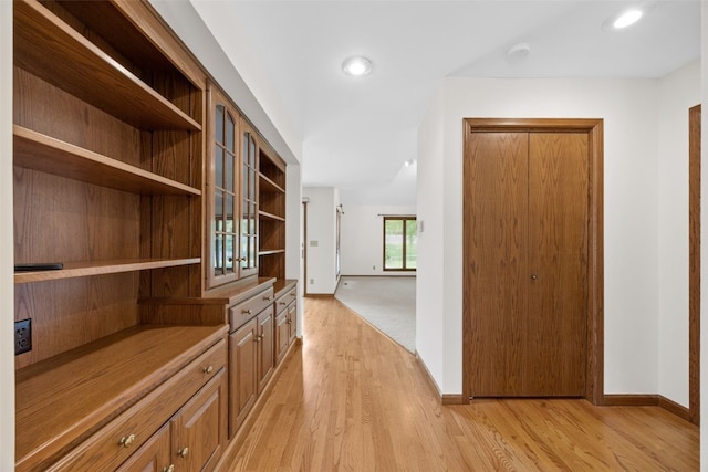 3629 Timberline Dr NE, Cedar Rapids, IA 52402 - hallway featuring light wood-style flooring, baseboards, and recessed lighting