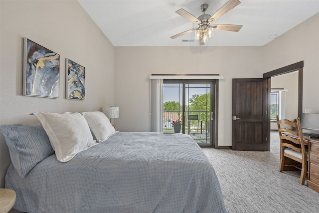 1871 Ellis Blvd NW Unit 309, Cedar Rapids, IA 52405 - carpeted bedroom with access to outside, a ceiling fan, baseboards, and an office area