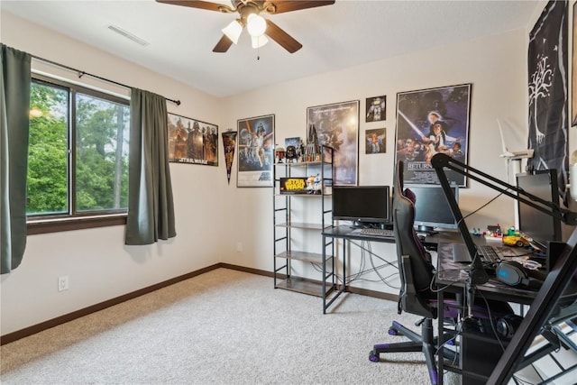 1015 Woodland Heights Ct SE Unit 14, Cedar Rapids, IA 52403 - carpeted home office with ceiling fan and baseboards