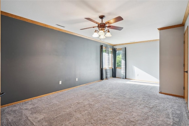 925 Rolling Creek Dr NE, Cedar Rapids, IA 52402 - carpeted spare room featuring ornamental molding and a ceiling fan