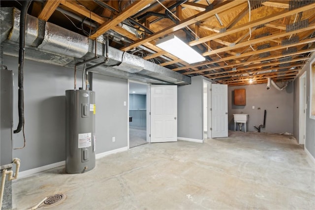 1626 High View Dr, Mount Vernon, IA 52314 - unfinished basement with electric water heater and a sink