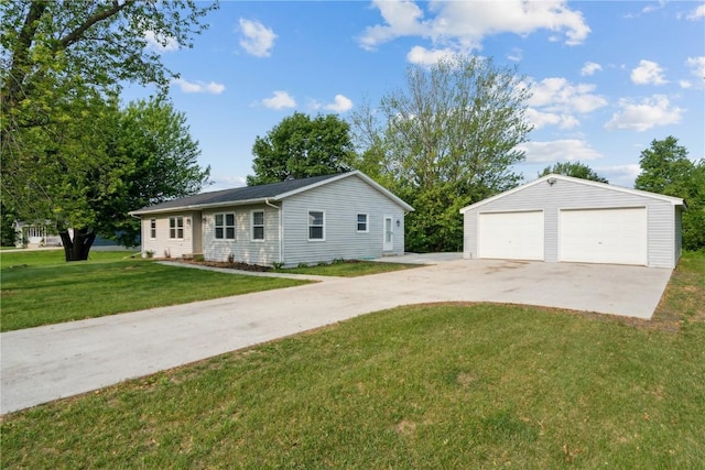1626 High View Dr, Mount Vernon, IA 52314 - single story home featuring a detached garage, an outbuilding, and a front yard