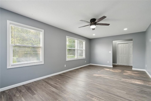 1626 High View Dr, Mount Vernon, IA 52314 - spare room with wood finished floors, a ceiling fan, baseboards, and recessed lighting