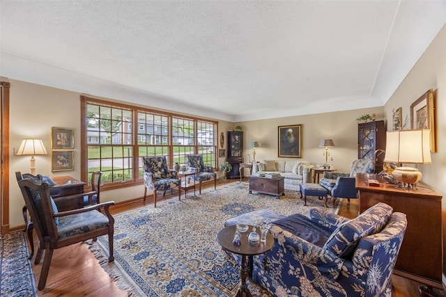3009 Terry Dr SE, Cedar Rapids, IA 52403 - living room featuring wood finished floors, baseboards, and a textured ceiling