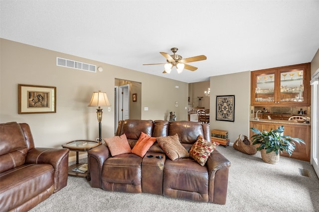 13 S View Dr NE, Iowa City, IA 52240 - living room featuring carpet floors and a ceiling fan