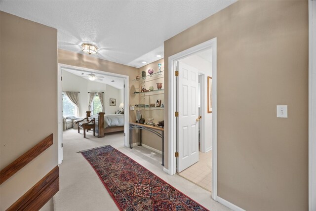 13 S View Dr NE, Iowa City, IA 52240 - hallway featuring light carpet, a textured ceiling, and baseboards