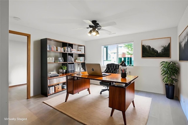 2710 Pheasant Ridge Ct, Marion, IA 52302 - office space featuring light wood-type flooring and ceiling fan
