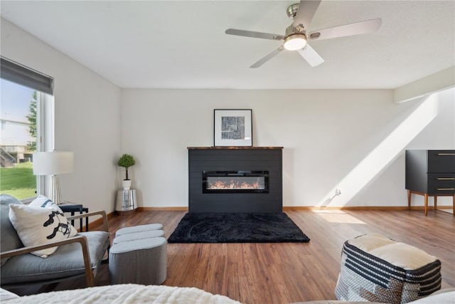 2710 Pheasant Ridge Ct, Marion, IA 52302 - living area with wood finished floors, baseboards, and a glass covered fireplace