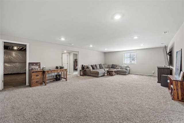 2890 Meadow Ct, Hiawatha, IA 52233 - living area featuring carpet floors, recessed lighting, and baseboards
