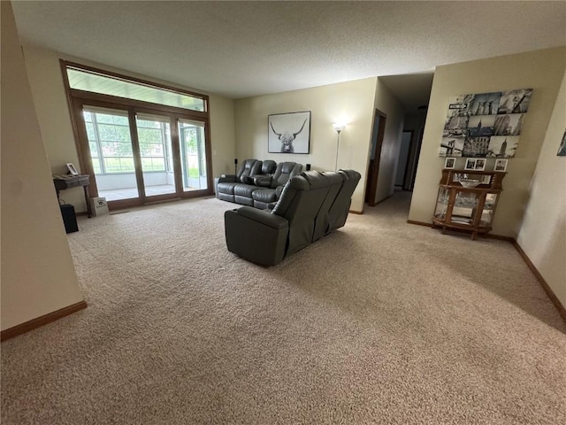4610 Westchester Dr NE Unit A, Cedar Rapids, IA 52402 - living room with light colored carpet, a textured ceiling, and baseboards