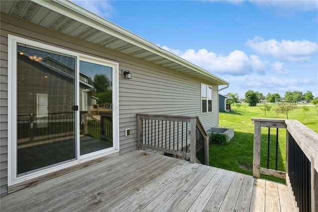 3092 Sherwood Dr, Marion, IA 52302 - wooden terrace with a lawn