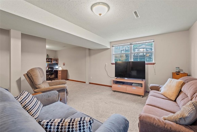 6813 Terrazzo Dr NW, Cedar Rapids, IA 52405 - carpeted living room featuring a textured ceiling and baseboards
