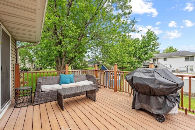 6813 Terrazzo Dr NW, Cedar Rapids, IA 52405 - wooden deck with an outdoor living space