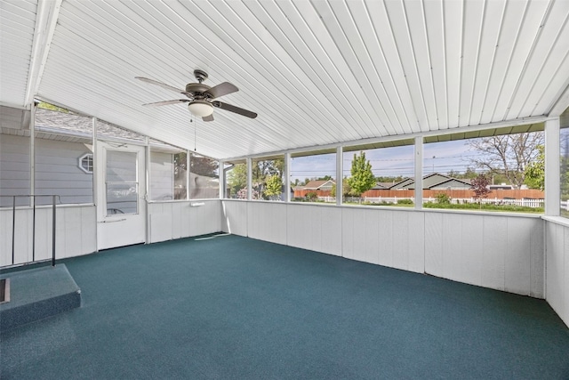 4324 C Ave NE, Cedar Rapids, IA 52402 - unfurnished sunroom featuring a ceiling fan and lofted ceiling