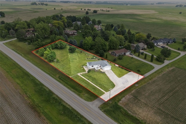 1782 Baker Ave, West Branch, IA 52358 - aerial view of sparsely populated area featuring property parcel outlined and farmland