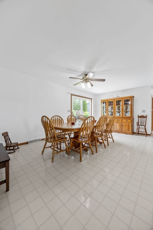 1782 Baker Ave, West Branch, IA 52358 - dining space featuring ceiling fan and baseboards