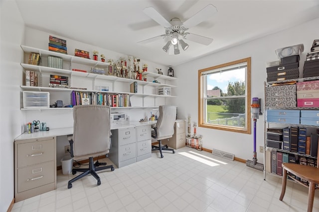 1782 Baker Ave, West Branch, IA 52358 - office with a ceiling fan and tile patterned floors