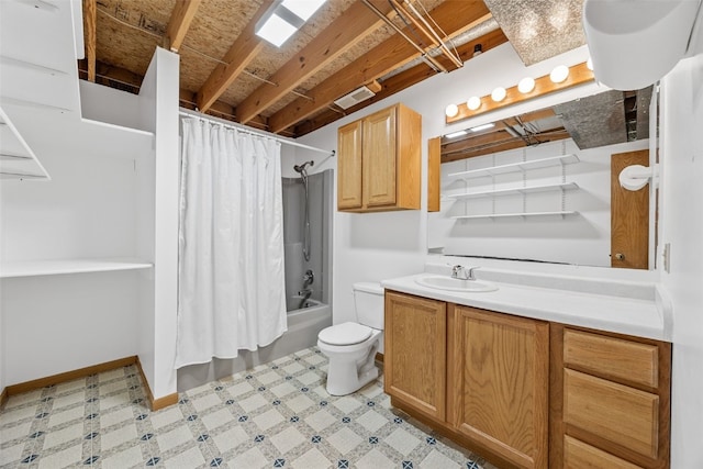 1782 Baker Ave, West Branch, IA 52358 - bathroom with vanity and shower / tub combo with curtain