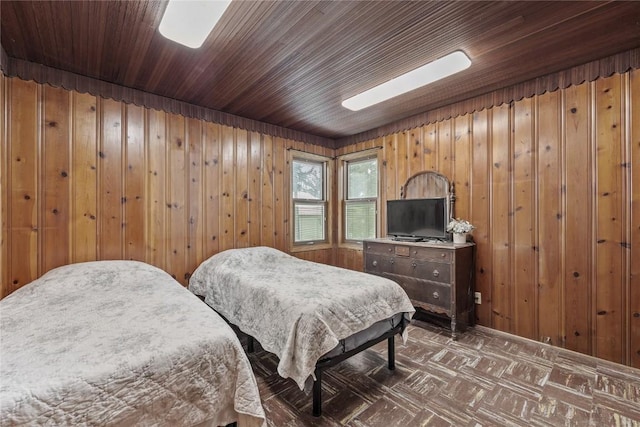 3152 66th St, Shellsburg, IA 52332 - bedroom with wood walls and tile patterned floors