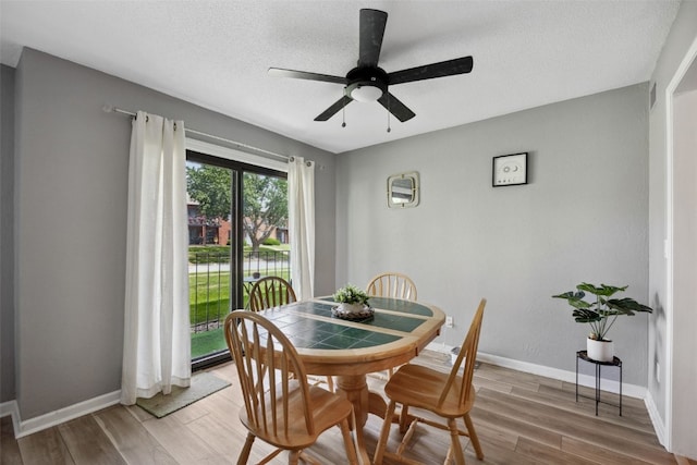 849 Kerry Ln SE Unit 49, Cedar Rapids, IA 52403 - dining space featuring light wood finished floors, ceiling fan, baseboards, and a textured ceiling