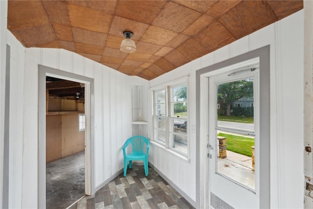 722 47th Ave, Amana, IA 52203 - unfurnished sunroom with lofted ceiling
