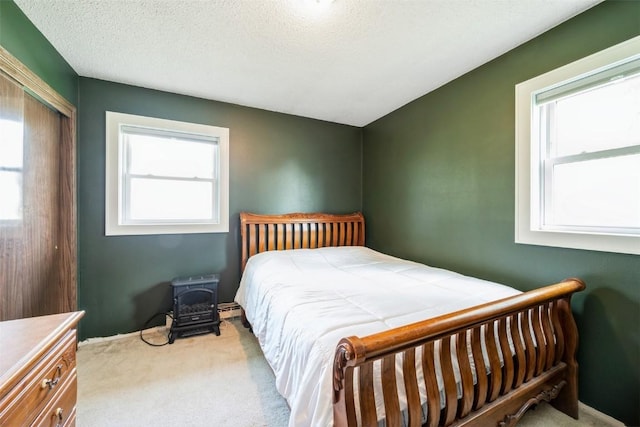 303 6th Ave, Newhall, IA 52315 - bedroom with carpet and a wood stove