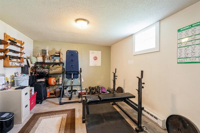 303 6th Ave, Newhall, IA 52315 - exercise area featuring a textured ceiling and carpet floors